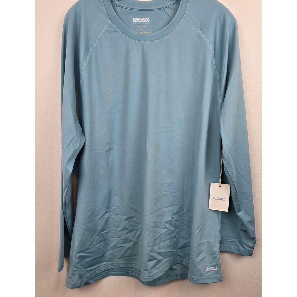 Fair Harbor Mens Rashguard Bay Blue XL UPF 50 Long Sleeve Swim Shirt Beach NWT